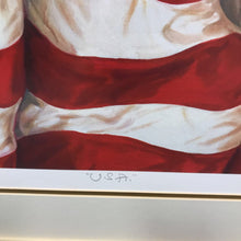 Load image into Gallery viewer, Gold Framed &quot;U.S.A.&quot; American Flag Signed Print (31x31)
