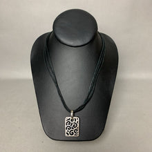Load image into Gallery viewer, Sterling Cutout Scrollwork Onyx Pendant on 22" Cord Necklace
