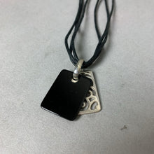 Load image into Gallery viewer, Sterling Cutout Scrollwork Onyx Pendant on 22&quot; Cord Necklace
