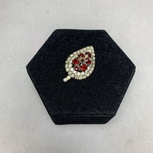 Load image into Gallery viewer, Vintage Ruby Red Clear Rhinestone Leaf Brooch Pin (1.75&quot;)
