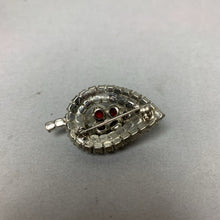 Load image into Gallery viewer, Vintage Ruby Red Clear Rhinestone Leaf Brooch Pin (1.75&quot;)
