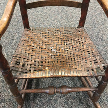 Load image into Gallery viewer, Antique Wood Rocking Chair Wicker Seat Sausage Turned Ladder Back (47x21x26) (As Is)
