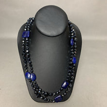 Load image into Gallery viewer, Black Faceted Crystal Lapis Lazuli Beaded Long Necklace (48&quot;)
