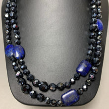 Load image into Gallery viewer, Black Faceted Crystal Lapis Lazuli Beaded Long Necklace (48&quot;)
