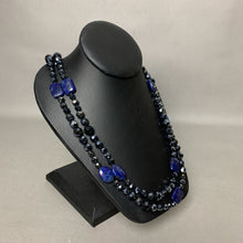 Load image into Gallery viewer, Black Faceted Crystal Lapis Lazuli Beaded Long Necklace (48&quot;)
