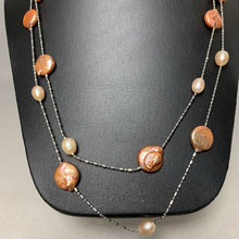 Load image into Gallery viewer, Peach Baroque Freshwater Pearl Station Necklace (50&quot;)
