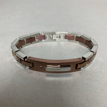 Load image into Gallery viewer, Men&#39;s Stainless Steel Copper Diamond Accent ID Bracelet (8.5&quot;)
