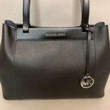 Load image into Gallery viewer, Michael Kors Meredith Black Saffiano Leather Tote Purse w/ Magnetic Closure (10x16x5&quot;)
