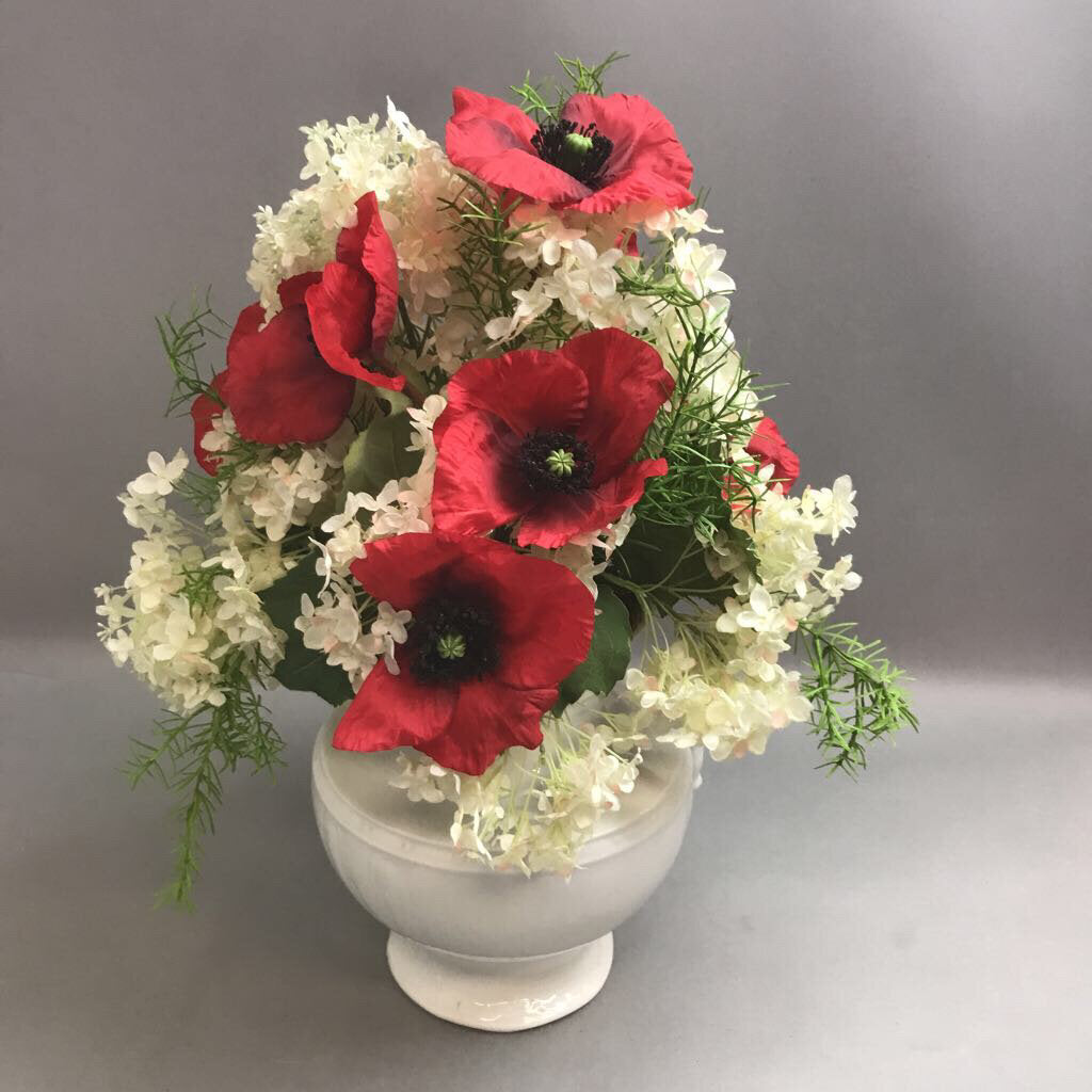 Vintage Ironstone White Pitcher with Summer Flower Arrangement (10