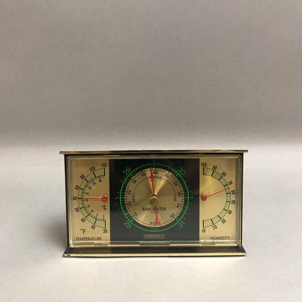 Vintage Springfield Desktop Weather Barometer Gauge