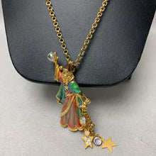 Load image into Gallery viewer, Kirk&#39;s Folly Rare Wizard w/ Crystal Ball Star Dangle Brooch/Pendant on 25&quot; Chain
