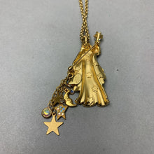 Load image into Gallery viewer, Kirk&#39;s Folly Rare Wizard w/ Crystal Ball Star Dangle Brooch/Pendant on 25&quot; Chain

