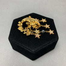 Load image into Gallery viewer, Kirk&#39;s Folly Cherub Moon Star Dangle Brooch Pin (3&quot;)
