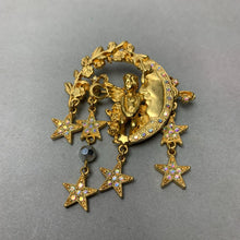 Load image into Gallery viewer, Kirk&#39;s Folly Cherub Moon Star Dangle Brooch Pin (3&quot;)
