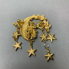 Load image into Gallery viewer, Kirk&#39;s Folly Cherub Moon Star Dangle Brooch Pin (3&quot;)
