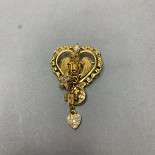 Load image into Gallery viewer, Kirk&#39;s Folly Cherub Heart Charm Dangle Brooch Pin (2.25&quot;)
