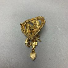 Load image into Gallery viewer, Kirk&#39;s Folly Cherub Heart Charm Dangle Brooch Pin (2.25&quot;)
