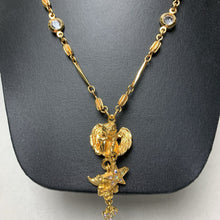 Load image into Gallery viewer, Kirk&#39;s Folly Cherub Heart Charm Dangle Pendant on Crystal Satellite Chain (32&quot;)
