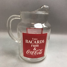 Load image into Gallery viewer, Vintage Enjoy Bacardi Rum &amp; Coca-Cola Bacardi and Coke 2 Quart Glass Pitcher 70s
