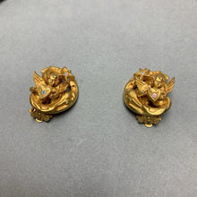 Load image into Gallery viewer, Kirk&#39;s Folly Cherub Rhinestone Star Heart Clip Earrings (1&quot;)
