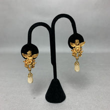 Load image into Gallery viewer, Kirk&#39;s Folly Cherub Pearl Drop Clip Earrings (2&quot;)
