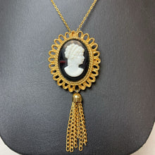 Load image into Gallery viewer, Vintage Barbara Mandrell Cameo Tassel Necklace (18&quot;)
