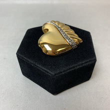 Load image into Gallery viewer, Avon Gold &amp; Silver Tone Marcasite Heart Brooch Pin w/ Clip Earrings Set (2.5," 1")
