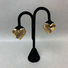 Load image into Gallery viewer, Avon Gold &amp; Silver Tone Marcasite Heart Brooch Pin w/ Clip Earrings Set (2.5," 1")
