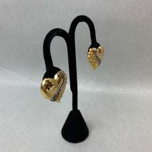 Load image into Gallery viewer, Avon Gold &amp; Silver Tone Marcasite Heart Brooch Pin w/ Clip Earrings Set (2.5," 1")
