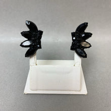 Load image into Gallery viewer, Vintage Juliana Black Rhinestone Mourning Brooch Pin w/ Clip Earrings Set (3,&quot; 1.5&quot;)
