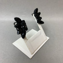 Load image into Gallery viewer, Vintage Juliana Black Rhinestone Mourning Brooch Pin w/ Clip Earrings Set (3,&quot; 1.5&quot;)
