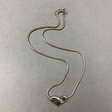 Load image into Gallery viewer, Fine Silver Puffy Heart Slide Pendant on 16&quot; Snake Chain
