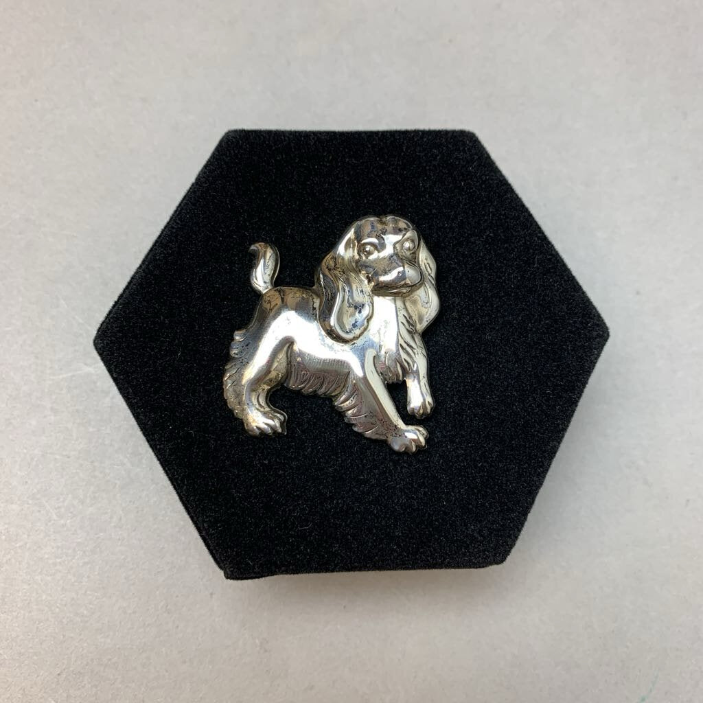Vintage Lang Sterling Cocker Spaniel Brooch Pin Signed (2