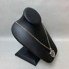 Load image into Gallery viewer, Italian Sterling Filigree Heart Pendant on Doubled Figaro Chain (48&quot;)
