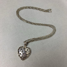 Load image into Gallery viewer, Italian Sterling Filigree Heart Pendant on Doubled Figaro Chain (48&quot;)

