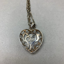Load image into Gallery viewer, Italian Sterling Filigree Heart Pendant on Doubled Figaro Chain (48&quot;)
