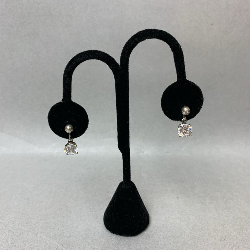 Sterling Cubic Zirconia Screw Back Earrings