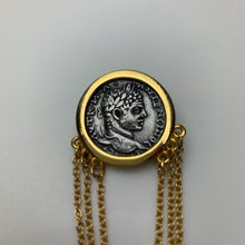 Load image into Gallery viewer, Vintage Faux Roman Coin Chain Brooch Pin (3&quot;)
