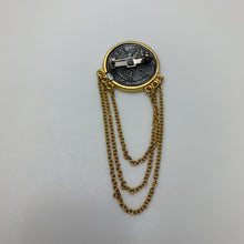 Load image into Gallery viewer, Vintage Faux Roman Coin Chain Brooch Pin (3&quot;)
