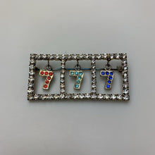 Load image into Gallery viewer, Vintage Lucky 7s Rhinestone Brooch Pin (2&quot;)
