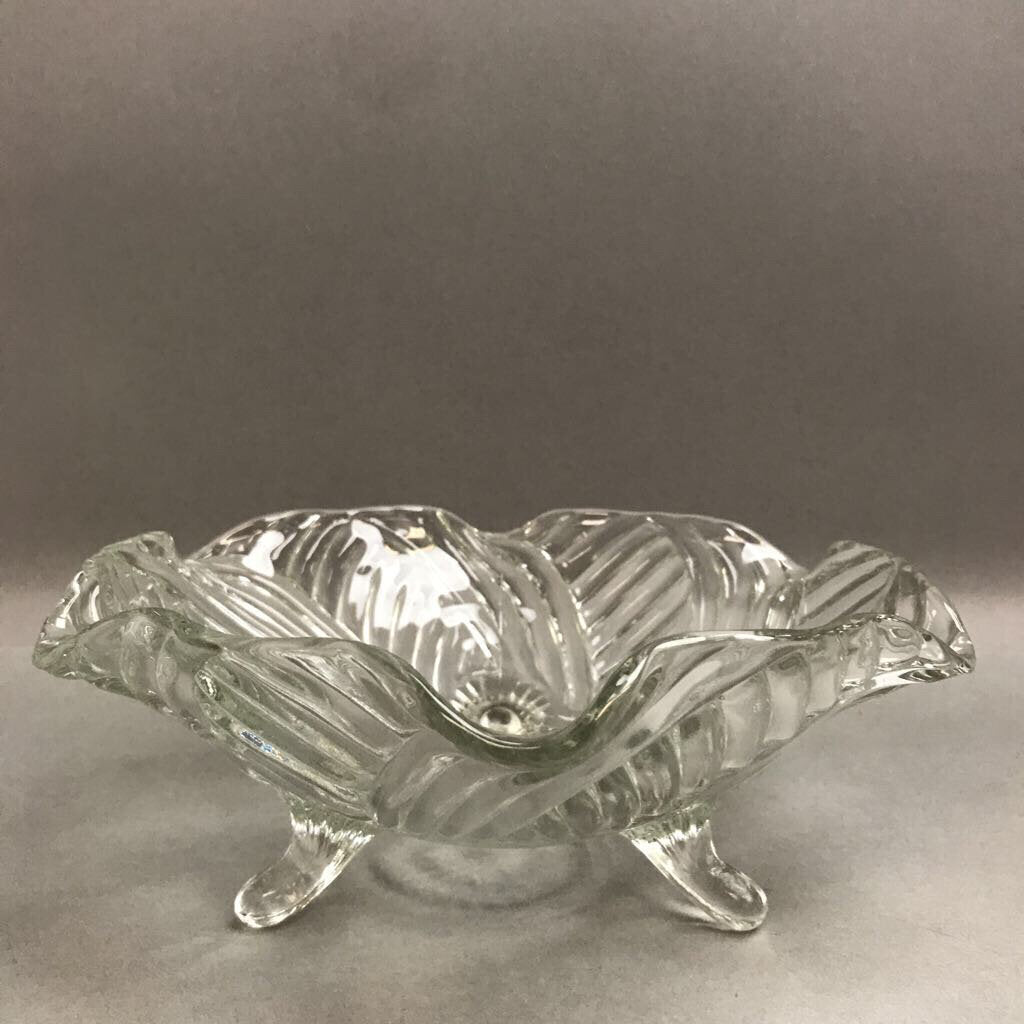 Vintage Depression Glass Three-Footed Bowl (9in)