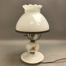 Load image into Gallery viewer, Hand Painted Milk Glass Hurricane Lamp (14in)
