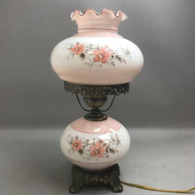 Load image into Gallery viewer, Vintage Floral Pink Hurricane Lamp (19in)
