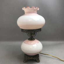 Load image into Gallery viewer, Vintage Floral Pink Hurricane Lamp (19in)
