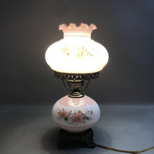 Load image into Gallery viewer, Vintage Floral Pink Hurricane Lamp (19in)
