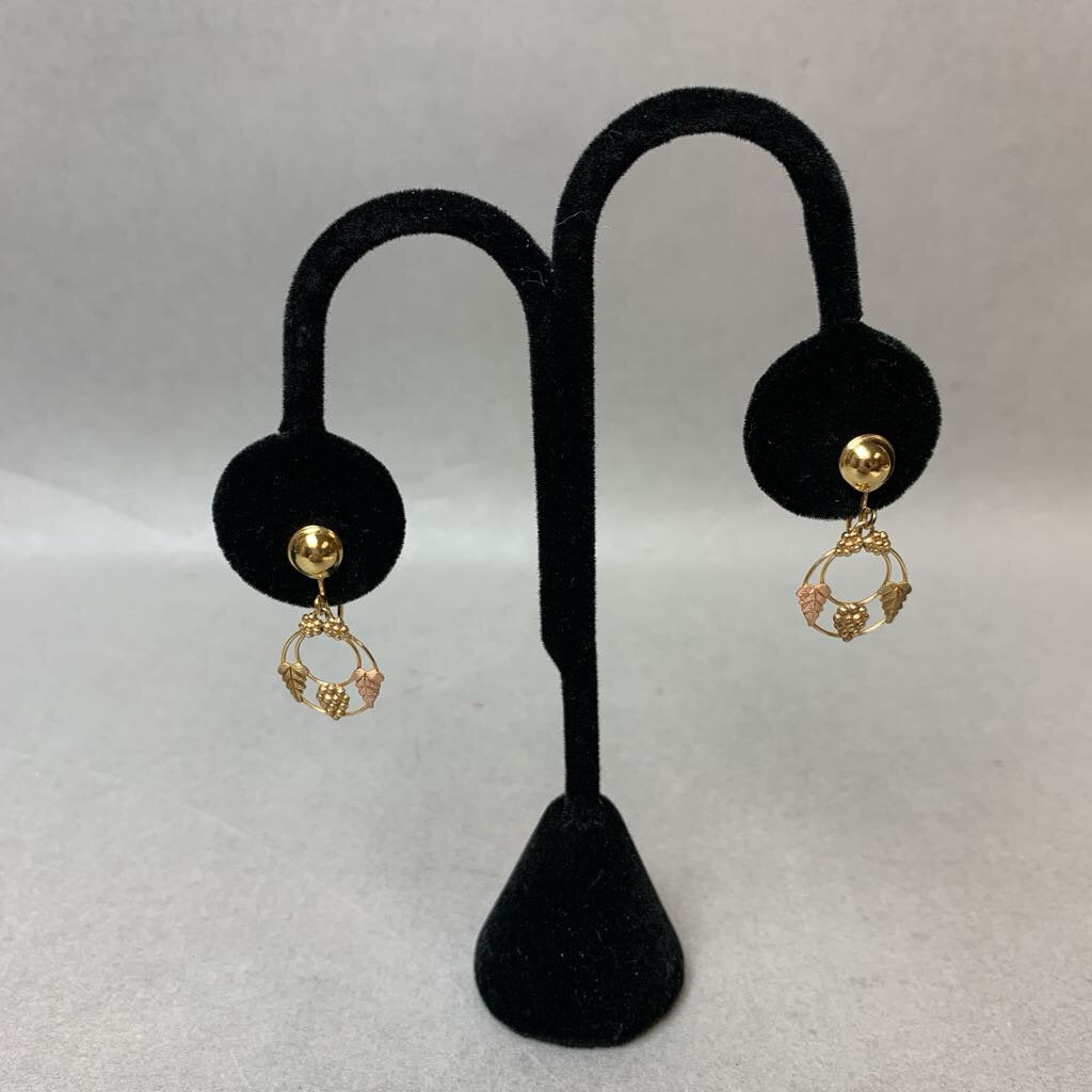 10K Black Hills Gold w/ 12K Gold Filled Backs Clip Earrings (2.5g)