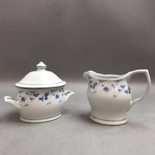 Load image into Gallery viewer, Blue Floral Porcelain Creamer and Sugar Set
