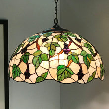 Load image into Gallery viewer, Tiffany-Style Grapevine Slag Glass Hanging Light (~13x21x21)
