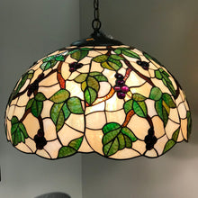 Load image into Gallery viewer, Tiffany-Style Grapevine Slag Glass Hanging Light (~13x21x21)
