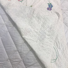Load image into Gallery viewer, Handmade White Bunny Rabbit &amp; Child Small Quilt (~58x39.5)
